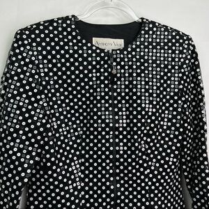 Anthony Vask White and Black sequined zip up event blazer jacket